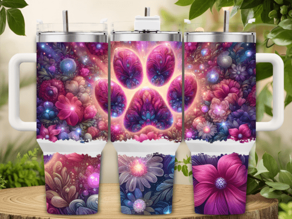 Download Floral Dog Paw Garden 40oz Tumbler Wrap - Wrap Collection