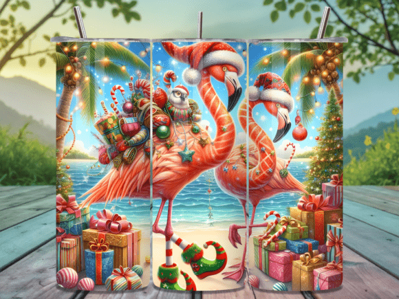 Download Flamingo Christmas in July Tumbler Wrap - Wrap Collection