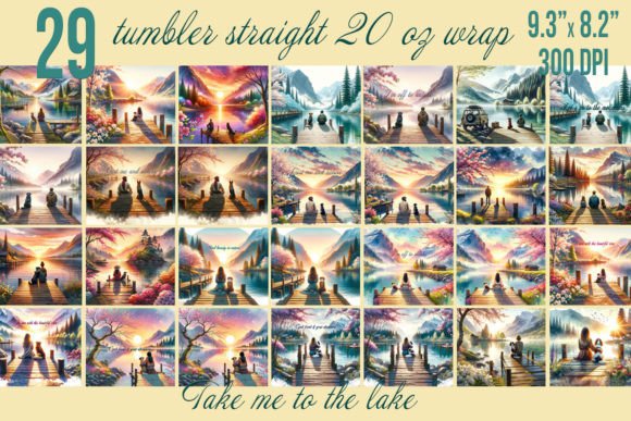 Download Mountains Lake Tumbler Wrap Bundle - Wrap Collection