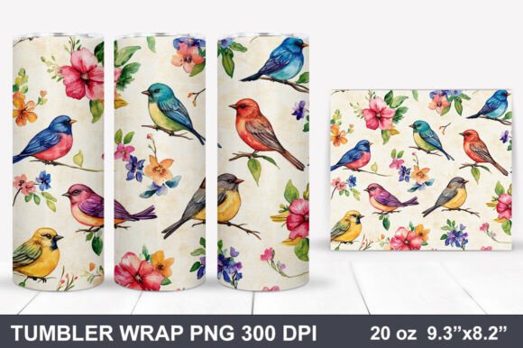 Download Bird and Flowers Tumbler Wrap - Wrap Collection