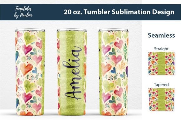 Download Green Heart Custom Name Tumbler Wrap - Wrap Collection