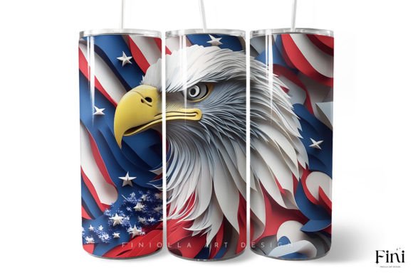 Download 4th of July 3D Bald Eagle Tumbler Wrap - Wrap Collection