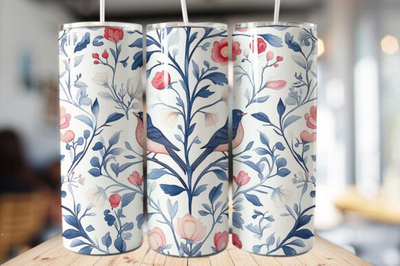 Download Vintage Bird &amp; Flowers Tumbler Wrap - Wrap Collection