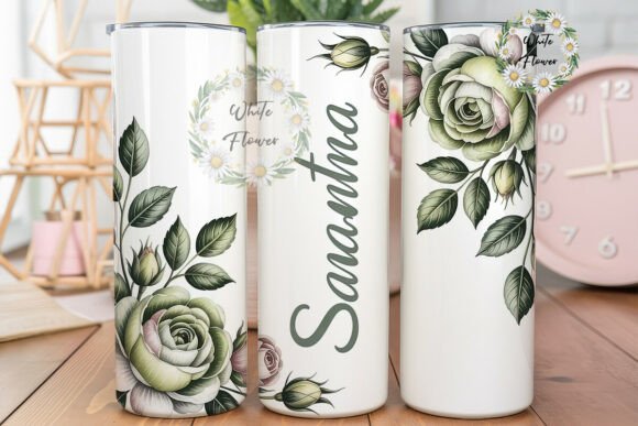 Download Green Roses Personalized Tumbler Wrap - Wrap Collection