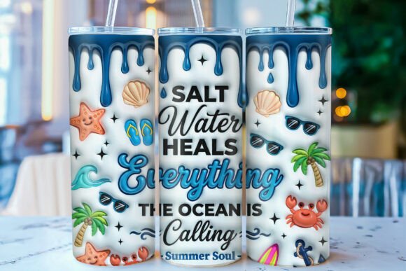 Download 3D Inflated Summer Beach Tumbler Wrap - Wrap Collection